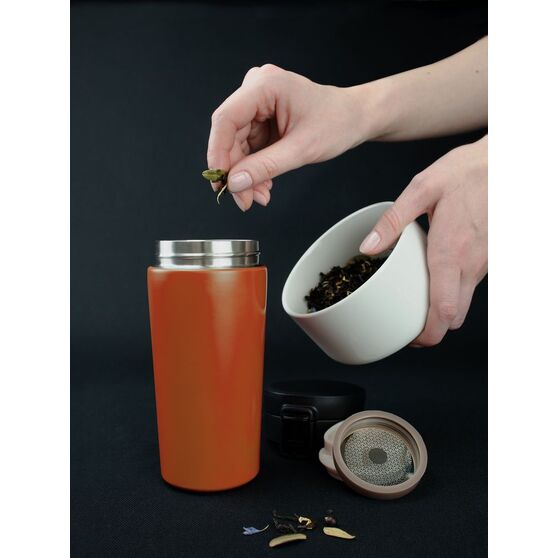 Термостакан с ситечком No Leak Infuser, оранжевый-10