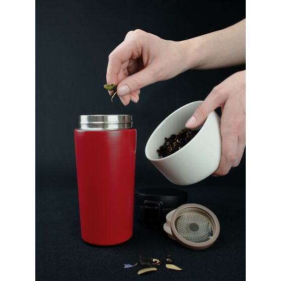 Термостакан с ситечком No Leak Infuser, красный-8