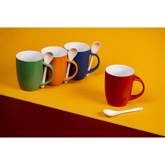 Кружка с ложкой Cheer Up, ver.2, красная-5