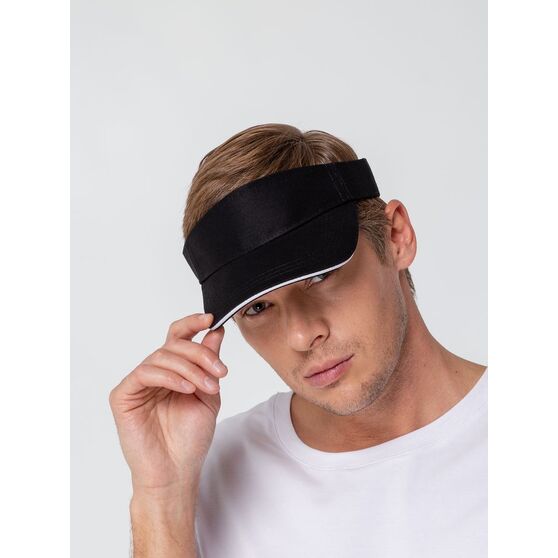 Козырек Active, черный с белым кантом-6