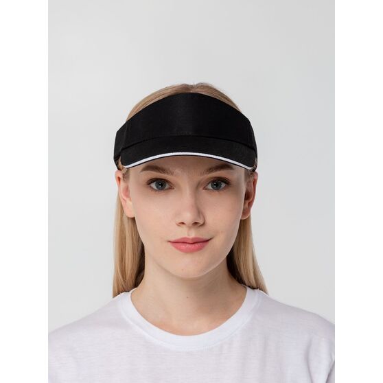 Козырек Active, черный с белым кантом-9