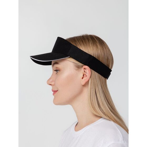 Козырек Active, черный с белым кантом-10