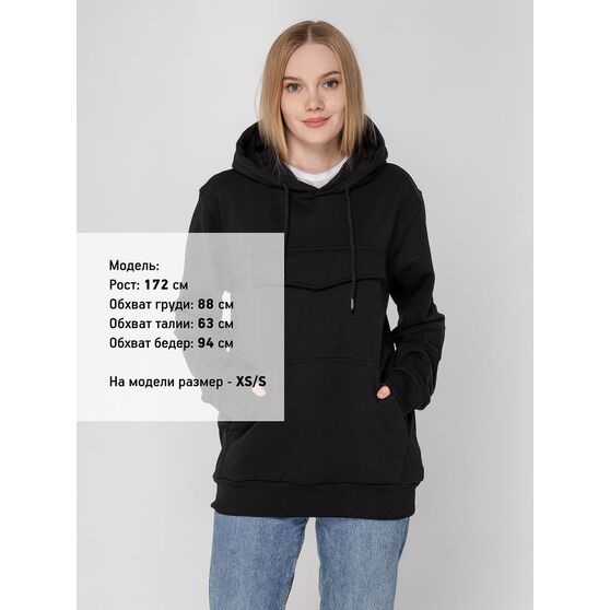 Худи унисекс с карманом на груди Chest Pocket, черное-7