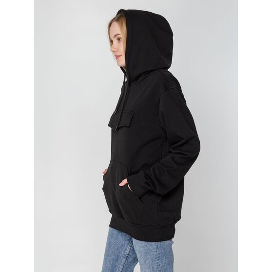 Худи унисекс с карманом на груди Chest Pocket, черное-10