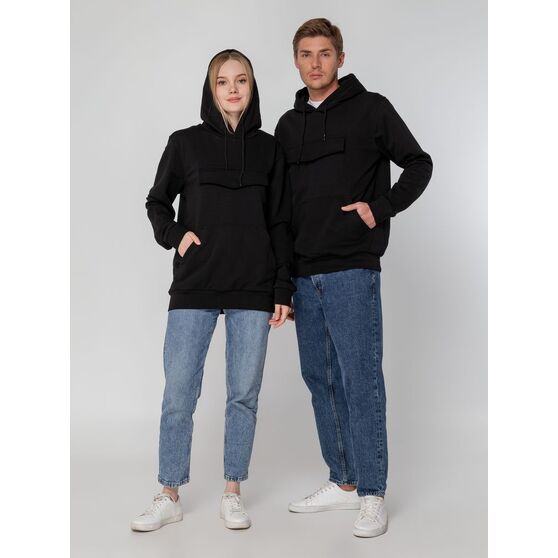 Худи унисекс с карманом на груди Chest Pocket, черное-15
