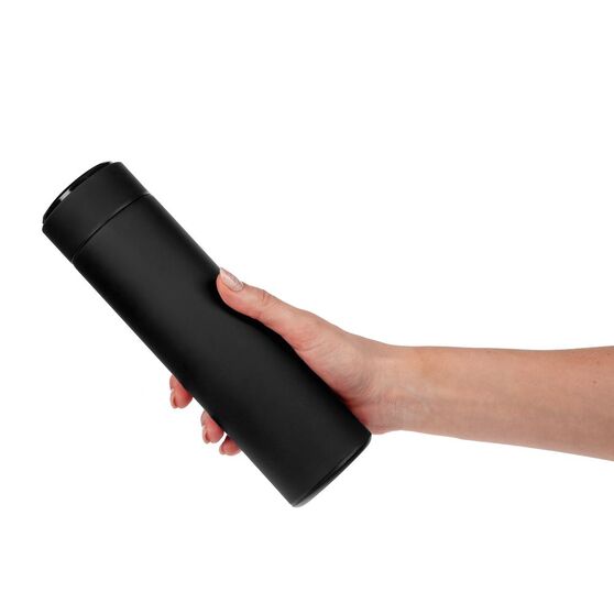 Смарт-бутылка с заменяемой батарейкой Long Therm Soft Touch, черная-7