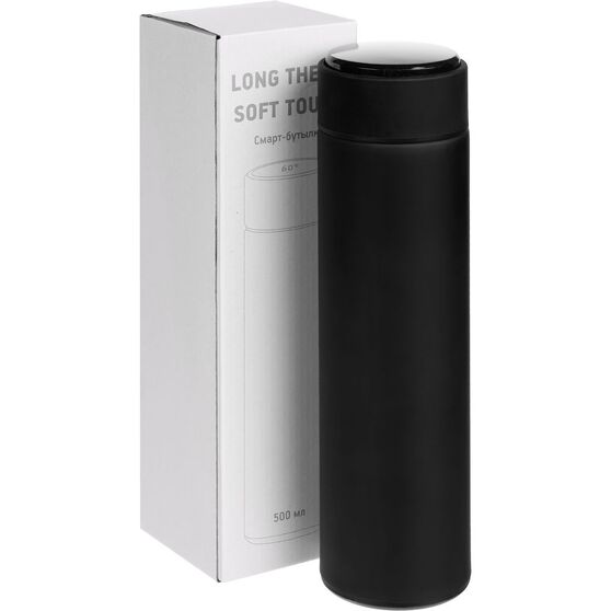 Смарт-бутылка с заменяемой батарейкой Long Therm Soft Touch, черная-9