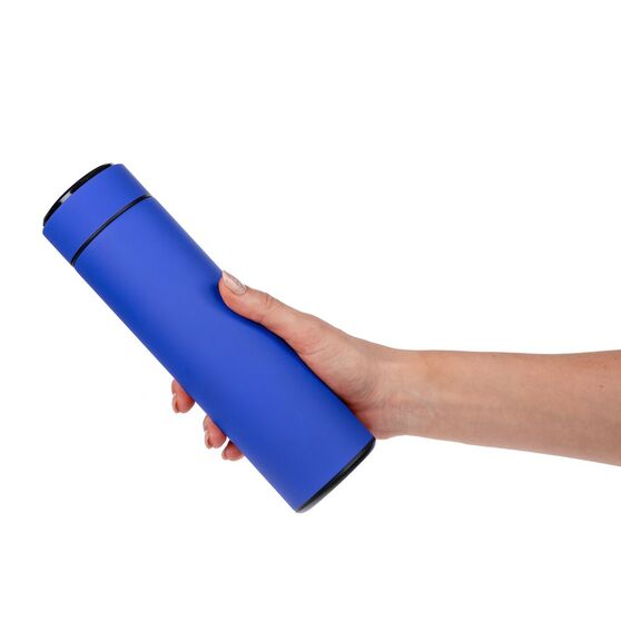 Смарт-бутылка с заменяемой батарейкой Long Therm Soft Touch, синяя-7