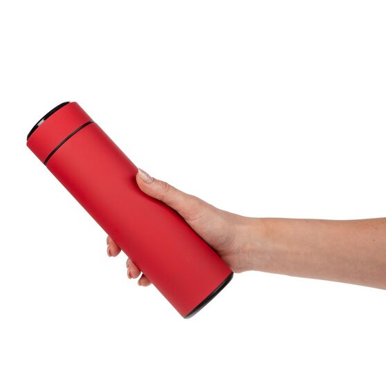 Смарт-бутылка с заменяемой батарейкой Long Therm Soft Touch, красная-7