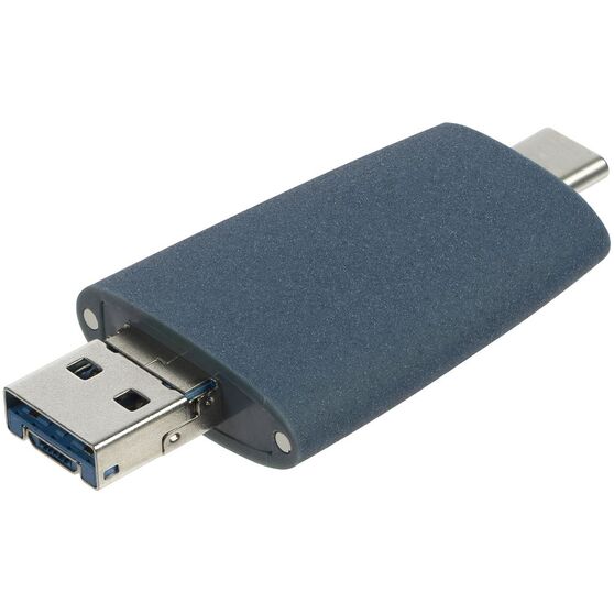 Флешка Pebble Universal, USB 3.0, серо-синяя, 32 Гб-5