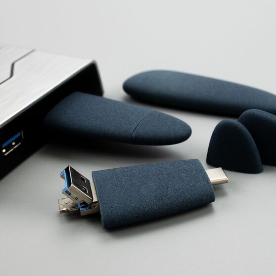 Флешка Pebble Universal, USB 3.0, серо-синяя, 32 Гб-9
