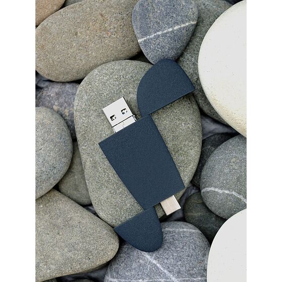 Флешка Pebble Universal, USB 3.0, серо-синяя, 32 Гб-10