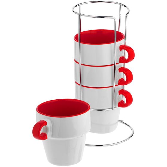 Набор из 4 кружек Inset с подставкой, красный-2