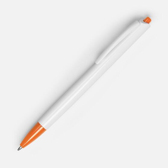 Ручка шариковая Tick, белая с оранжевым-1