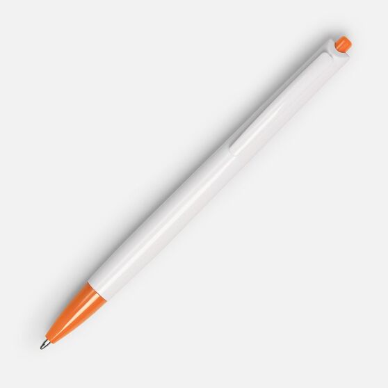Ручка шариковая Tick, белая с оранжевым-2