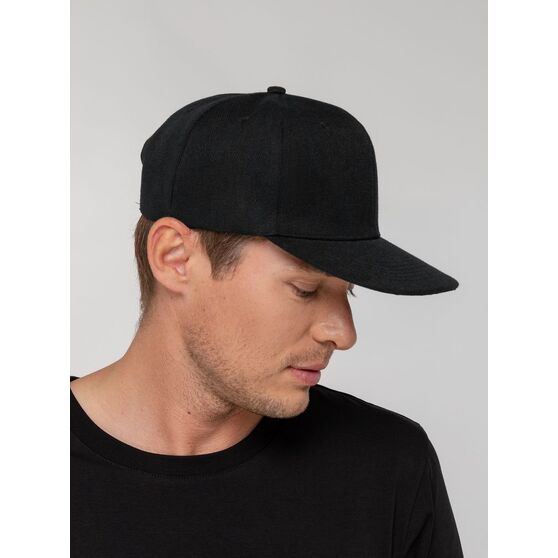 Бейсболка Snapback с прямым козырьком, черная-4