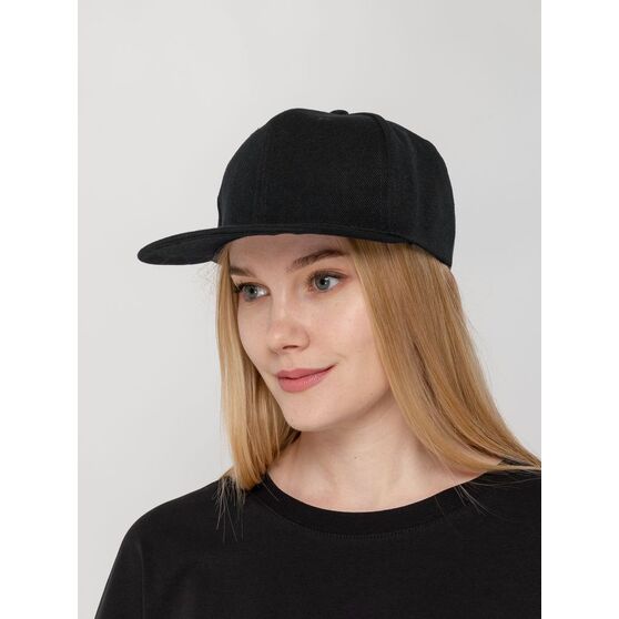 Бейсболка Snapback с прямым козырьком, черная-6