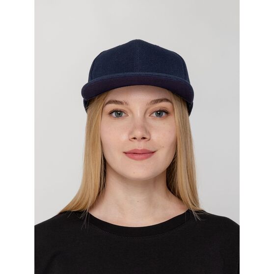 Бейсболка Snapback с прямым козырьком, темно-синяя-4