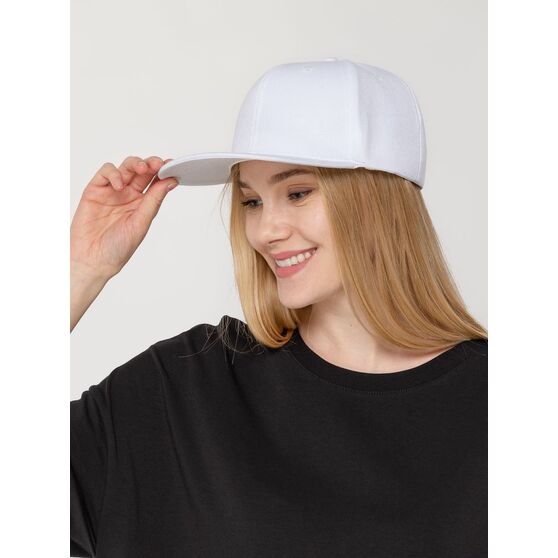 Бейсболка Snapback с прямым козырьком, белая-4