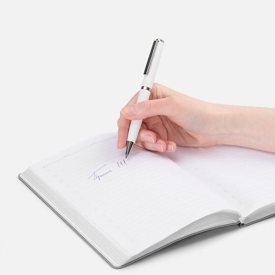 Ручка шариковая Inkish Chrome в футляре, белая-4