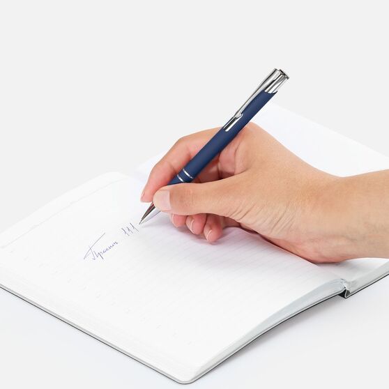 Ручка шариковая Keskus Soft Touch, темно-синяя-5