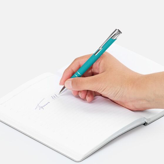 Ручка шариковая Keskus Soft Touch, бирюзовая-5