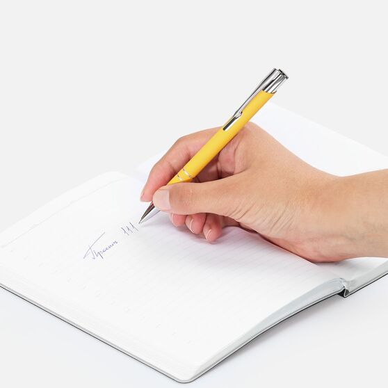 Ручка шариковая Keskus Soft Touch, желтая-5