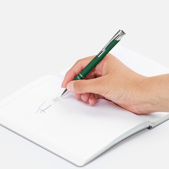 Ручка шариковая Keskus Soft Touch, зеленая-5