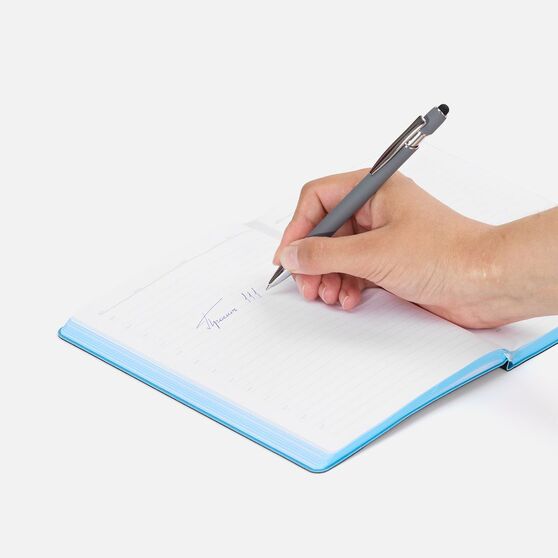 Ручка шариковая Pointer Soft Touch со стилусом, серая-4