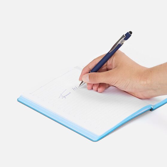 Ручка шариковая Pointer Soft Touch со стилусом, темно-синяя-5