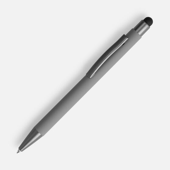 Ручка шариковая Atento Soft Touch со стилусом, серая-1