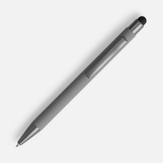 Ручка шариковая Atento Soft Touch со стилусом, серая-2
