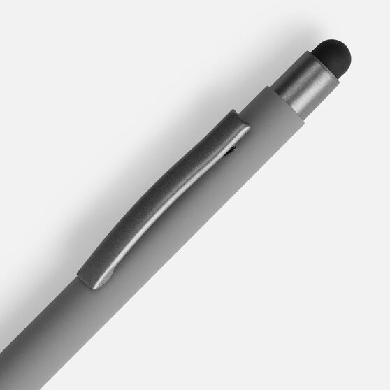 Ручка шариковая Atento Soft Touch со стилусом, серая-3