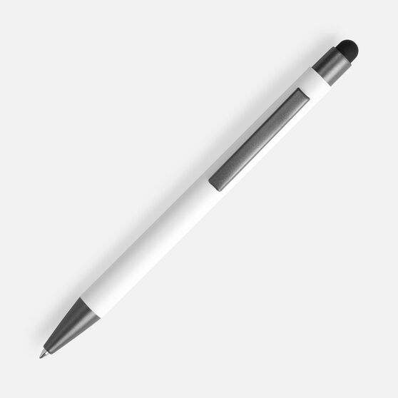 Ручка шариковая Atento Soft Touch со стилусом, белая-2