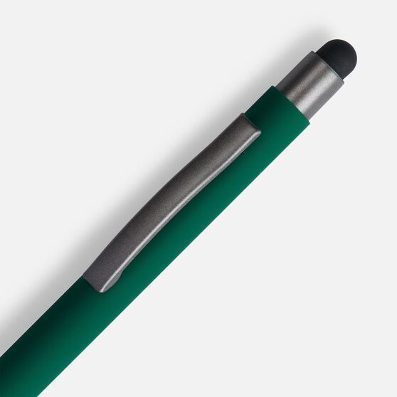 Ручка шариковая Atento Soft Touch со стилусом, зеленая-3
