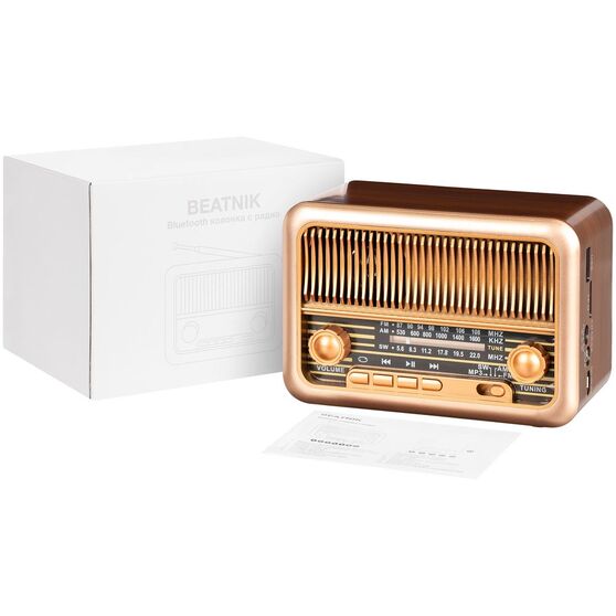 Bluetooth-колонка с радио Beatnik, коричневая-8
