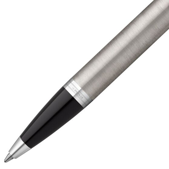 Ручка шариковая Parker IM Essential Stainless Steel CT, серебристая с черным-3
