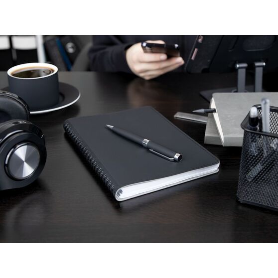 Ручка шариковая Broad Ring Soft Touch, черная-5