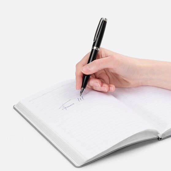 Ручка шариковая Letra Chrome, глянцевая, черная-4