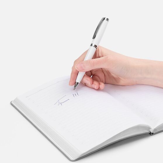 Ручка шариковая Letra Chrome, глянцевая, белая-4