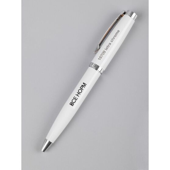 Ручка шариковая Letra Chrome, глянцевая, белая-5