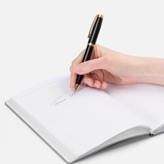 Ручка шариковая Letra Gold, глянцевая, черная-4