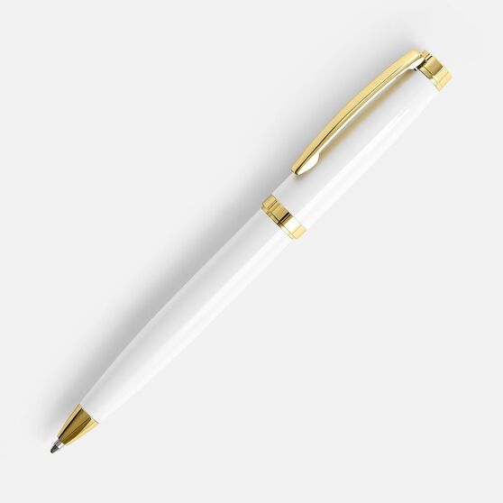 Ручка шариковая Letra Gold, глянцевая, белая-1