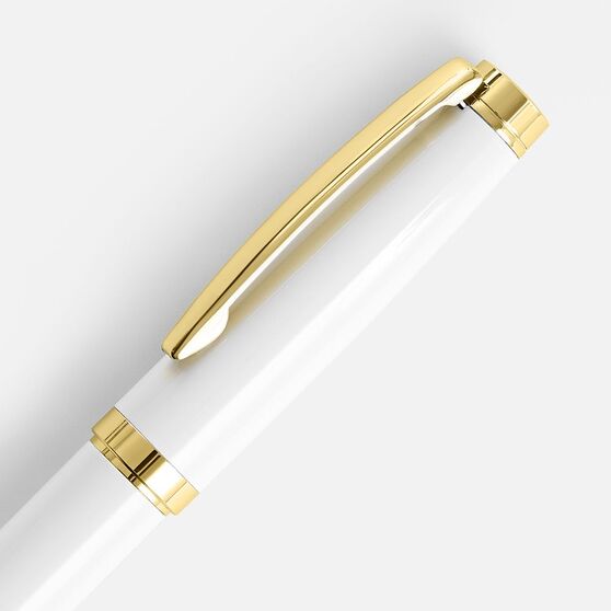Ручка шариковая Letra Gold, глянцевая, белая-3