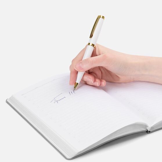 Ручка шариковая Letra Gold, глянцевая, белая-4