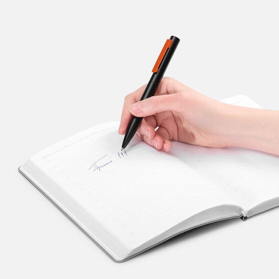Ручка шариковая Inkolor, черная с оранжевым-4