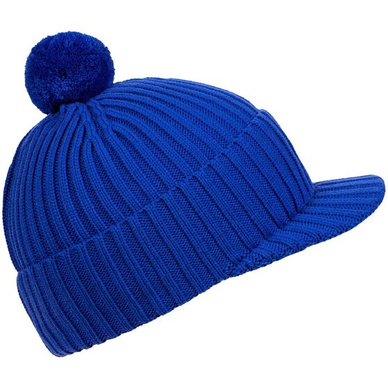 Вязаная шапка с козырьком Peaky, синяя (василек)-2