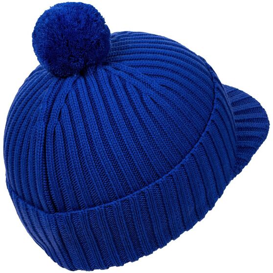 Вязаная шапка с козырьком Peaky, синяя (василек)-3