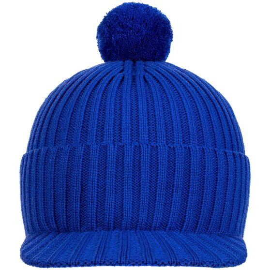 Вязаная шапка с козырьком Peaky, синяя (василек)-4