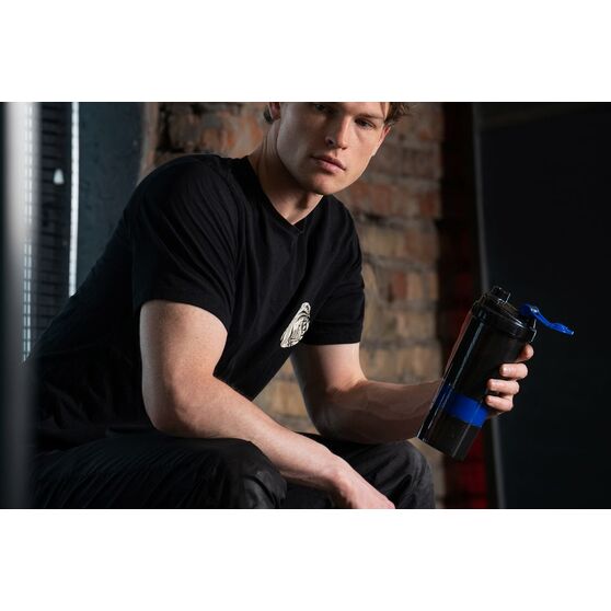 Спортивный шейкер с контейнером Tonus, черно-синий-9
